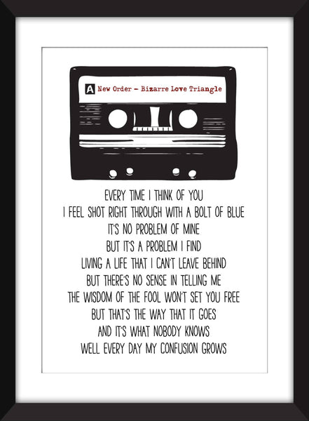 New Order Bizarre Love Triangle Lyrics - Unframed Print