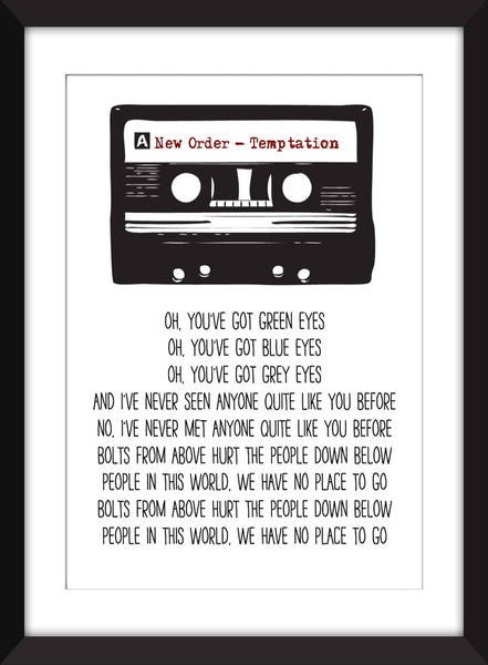 New Order Temptation Lyrics - Unframed Print