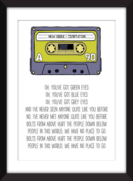 New Order Temptation Lyrics - Unframed Print