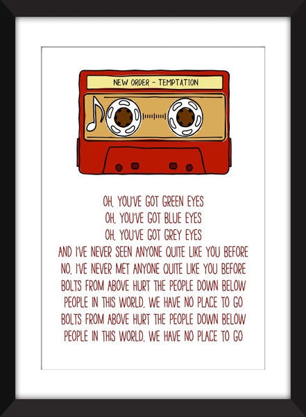 New Order Temptation Lyrics - Unframed Print