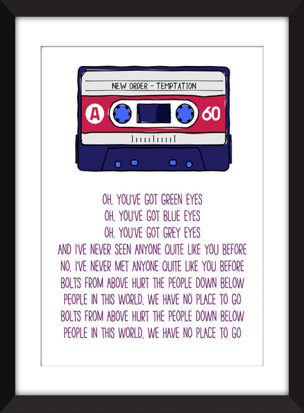 New Order Temptation Lyrics - Unframed Print