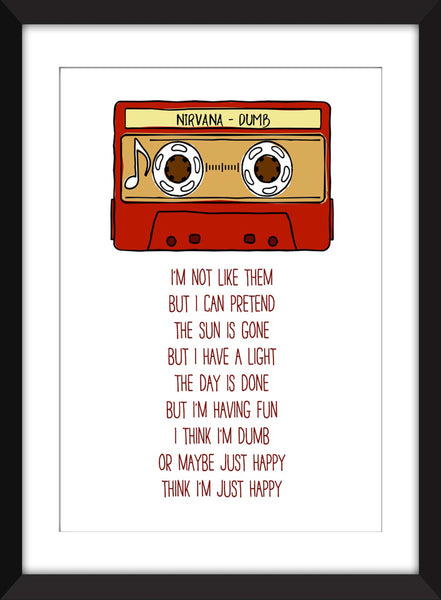 Nirvana Dumb Lyrics - Unframed Print