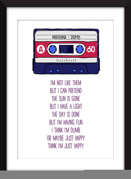 Nirvana Dumb Lyrics - Unframed Print