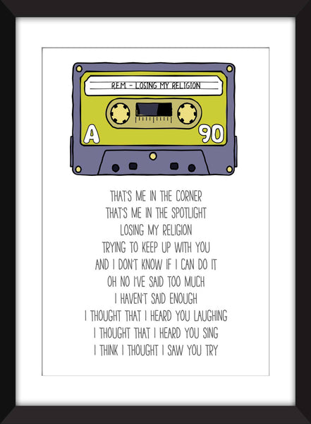 R.E.M. Losing My Religion Lyrics - Unframed Print