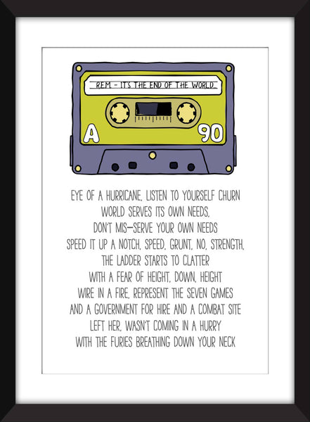 R.E.M. It's the End of the World As We Know It Lyrics - Unframed Print