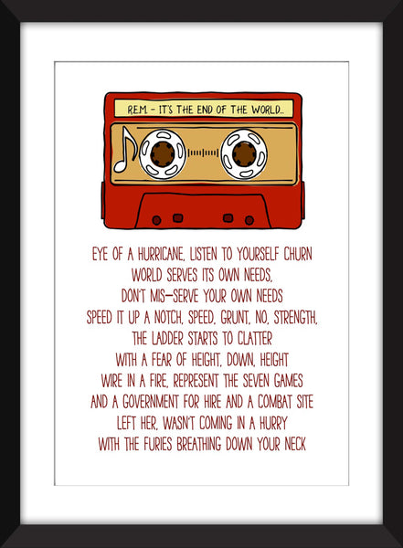 R.E.M. It's the End of the World As We Know It Lyrics - Unframed Print