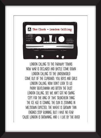 The Clash London Calling Lyrics - Unframed Print