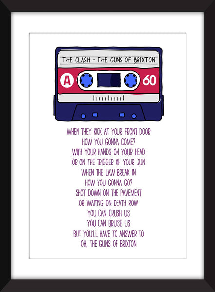 The Clash Guns of Brixton Lyrics - Unframed Print