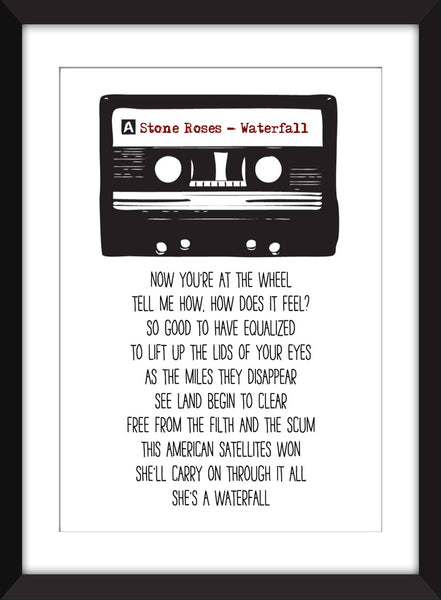 Stone Roses Waterfall Lyrics - Unframed Print