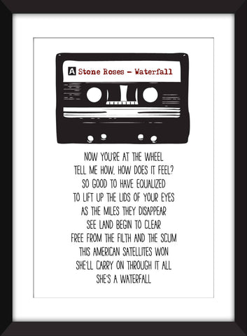 Stone Roses Waterfall Lyrics - Unframed Print