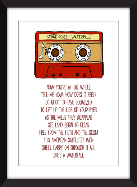 Stone Roses Waterfall Lyrics - Unframed Print