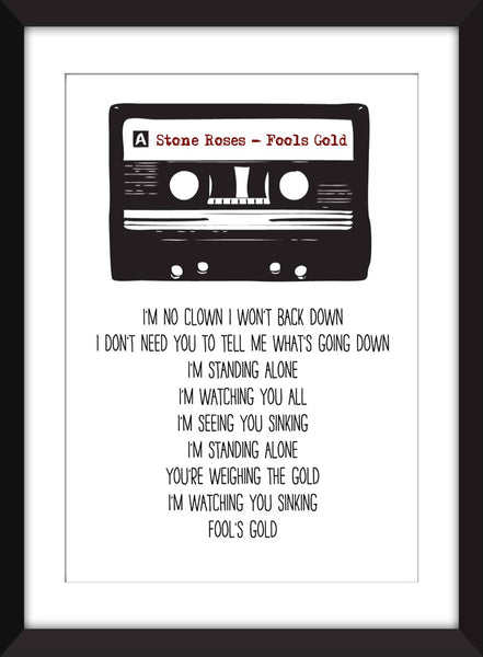 Stone Roses Fools Gold Lyrics - Unframed Print