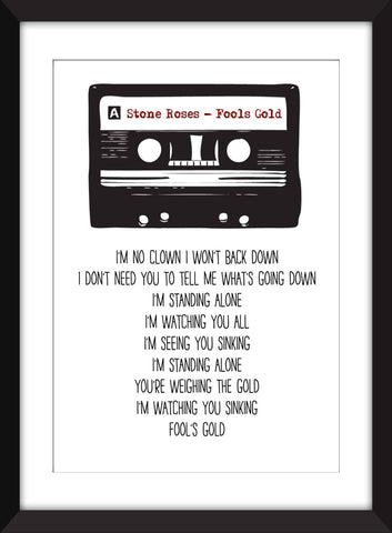 Stone Roses Fools Gold Lyrics - Unframed Print