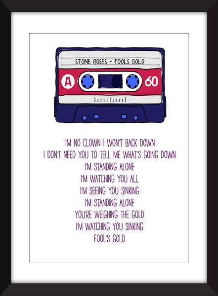 Stone Roses Fools Gold Lyrics - Unframed Print