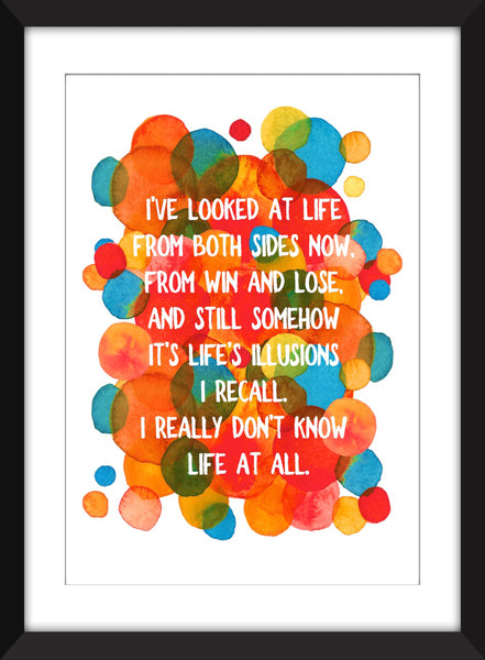 Joni Mitchell Both Sides Now Lyrics - Unframed Print