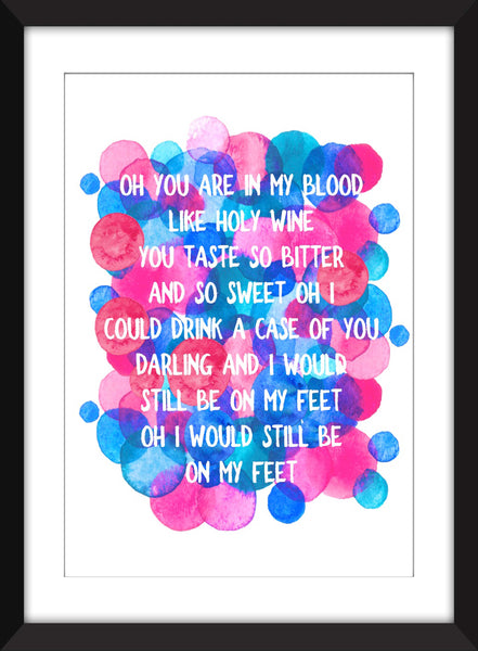 Joni Mitchell A Case of You Lyrics - Unframed Print