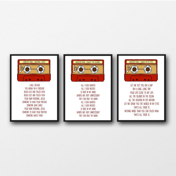 Set of 3 Depeche Mode Violator Lyrics - Unframed Prints