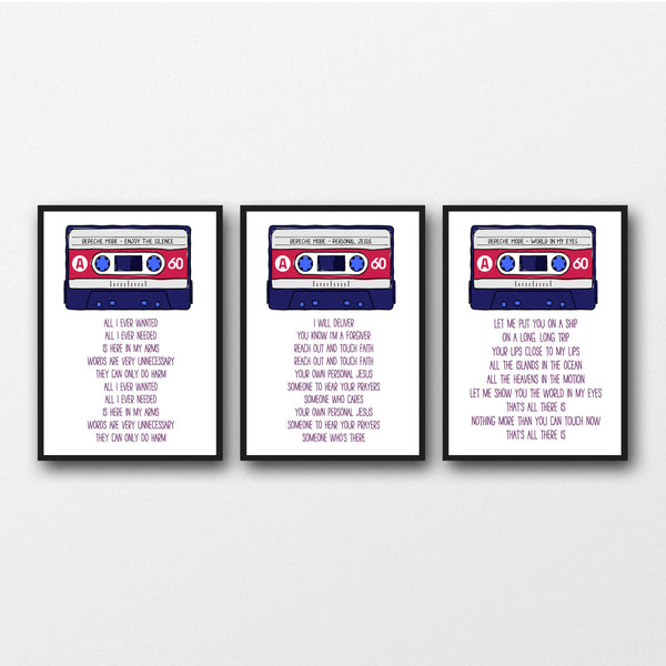 Set of 3 Depeche Mode Violator Lyrics - Unframed Prints