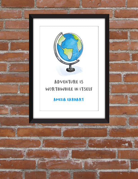 Amelia Earhart "Adventure is Worthwhile in Itself" Quote Unframed Print