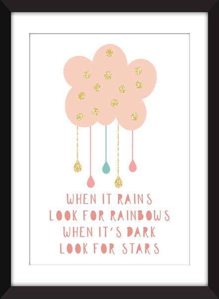 When It Rains Look for Rainbows - Unframed Children's Print