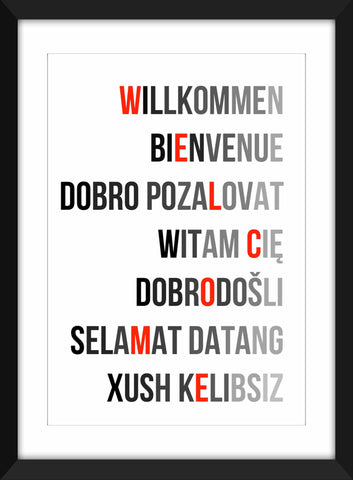 Welcome in All Languages - Unframed Typography Print