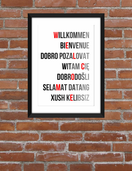 Welcome in All Languages - Unframed Typography Print