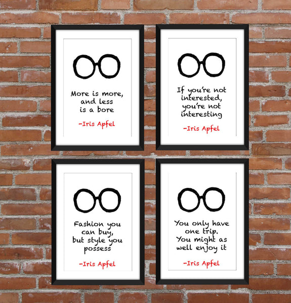 Set of 4 Iris Apfel Quotes - Unframed Prints