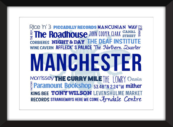 A Celebration of Manchester Unframed Typography Print